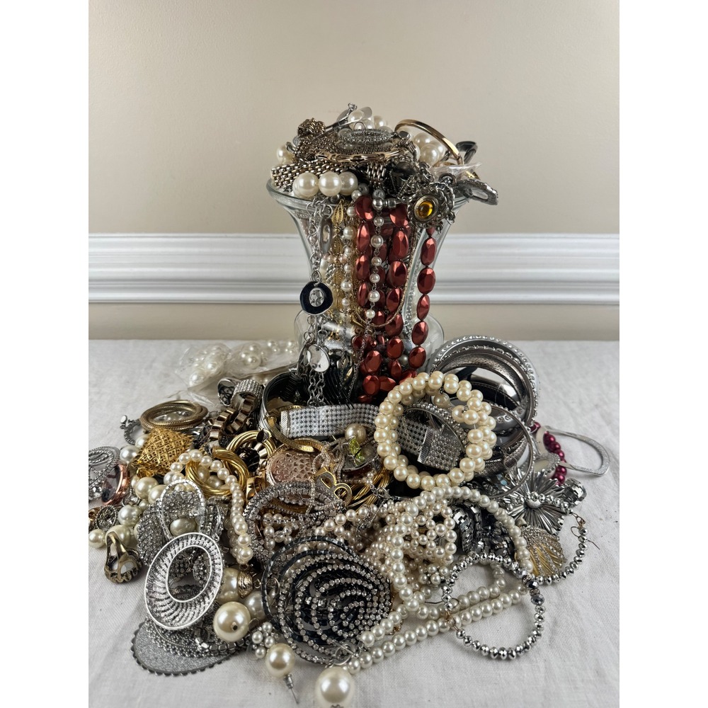 Vintage to Modern Mystery Jewelry Jar Bundle Box All Wearable Mixed Lot 7 Lbs